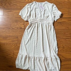 White Midi Dress with Short Sleeves Brand New NWT Chiclily dress xl extra large